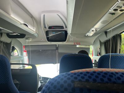 Interior of ADO bus coach bus interior with chairs