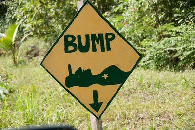 speedbump in the shape of a policeman lying down