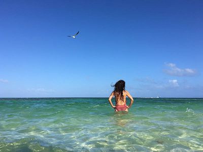 beautiful woman in shallow water