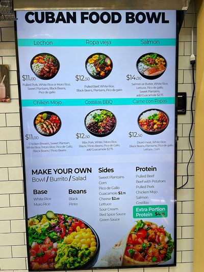Cuba Cafe Cuban Food lcd screen with cuban food options