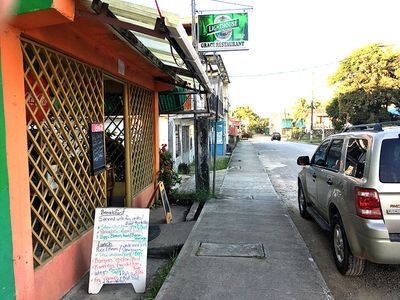 restaurant with menu sign outside