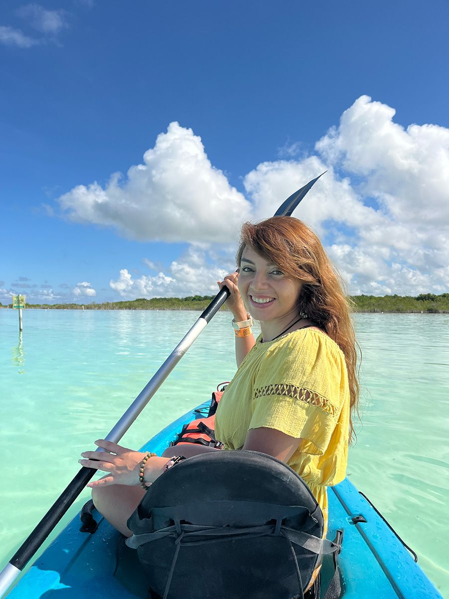 beautiful girl kayaking
