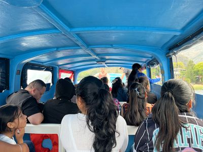 Crowded boat on Lake Atitlán point of view of small crowded boat on a lake