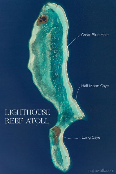 Map of Blue Hole in Light House Reef Atoll aerial map of lighthouse reef atoll