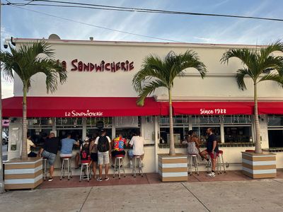 La Sandwicherie in Miami Beach food stall with la sanwicherie sign